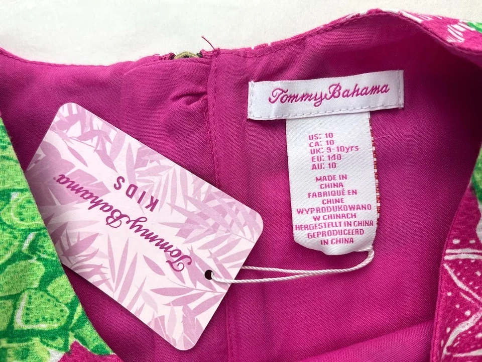 Vestido Tommy Bahama Niñas Talla 10 Tortuga Marina Rosa Verde Sin Mangas Niños Forrado Nuevo con Etiquetas Foto 2 de 4