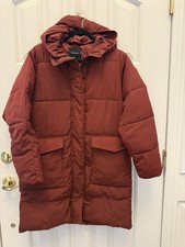 Everlane Puffer Coat Parka Long WARM Rust color Hooded pockets Sz M 42”