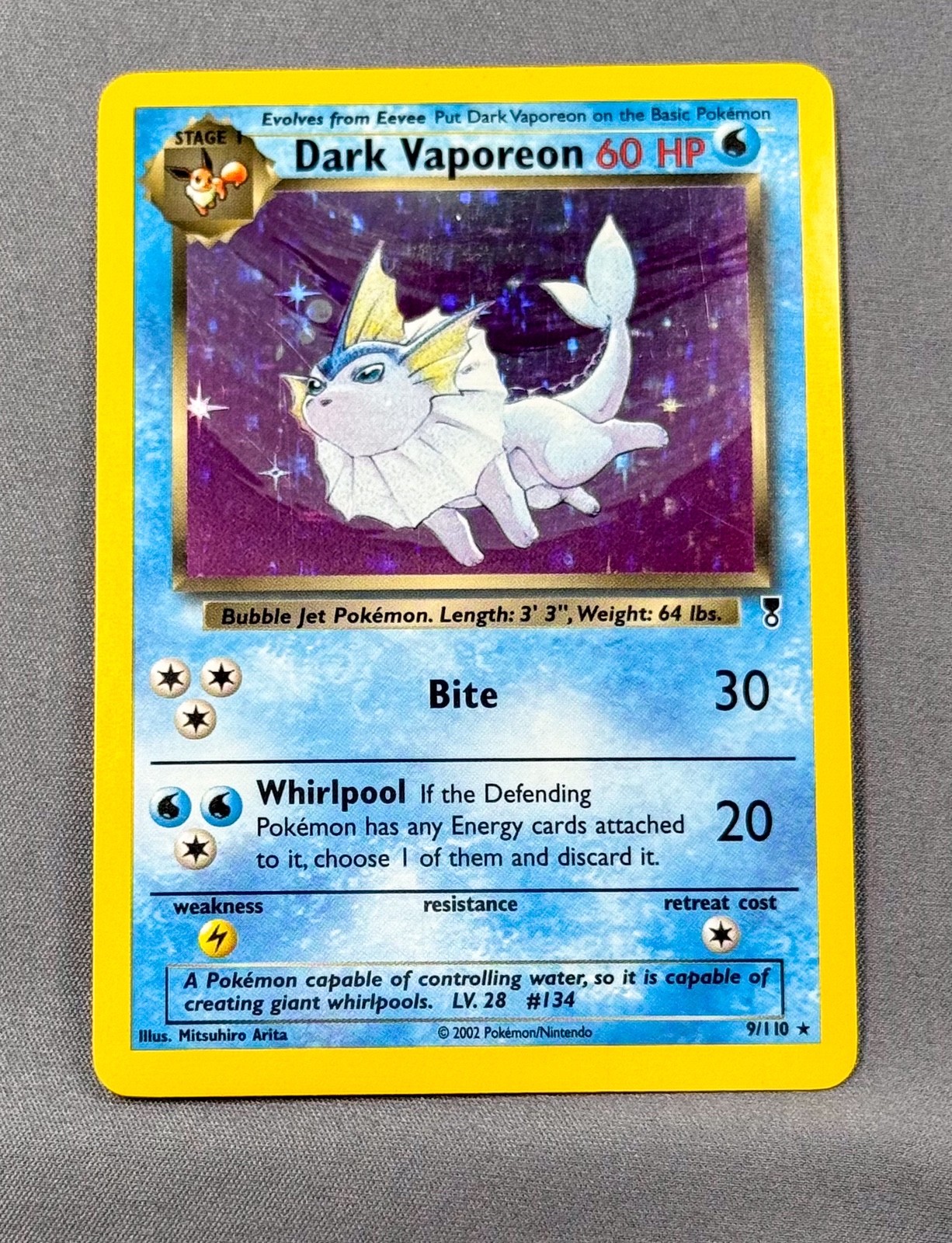 LP+ Holo Dark Vaporeon 9/110 Holo Legendary Collection Pokemon Mitsuhiro Arita