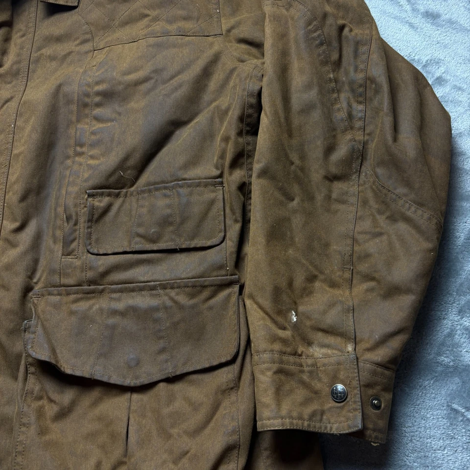 Chaqueta de Campo Beretta De Colección Encerada Para Hombres 2XL Marrón Acolchada Forrada A Presión Cremallera Completa Foto 3 de 4