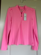 NEW Lilly Pulitzer Luxletic Meryl Womens XS Pink Puff Sleeve Quarter Zip UPF 50