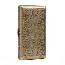 Vintage Metal Cigarette Case Box Gold Tobacco Holder for 20Cigarettes 100mm Size