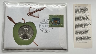 1973 Swiss 5 Francs Coin 1st Day Cover Stamp & Info Card 99 Company