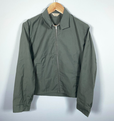 60s Gold Leaf Work Jacket Men's Large Green USA Made Simco Zipper Boxy Fit