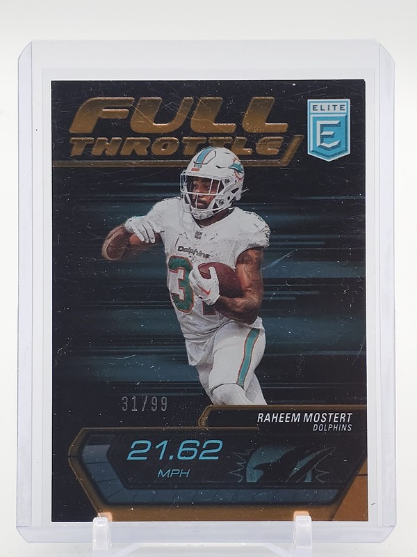 RAHEEM MOSTERT 2024 DONRUSS ELITE FULL THROTTLE ORANGE FOIL /99 DOLPHINS Q4961