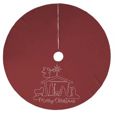 GiftsForYouNow Nativity Manger Scene Red 48in Christmas Tree Skirt