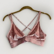 PINK Victoria  s Secret Crushed Velvet Strappy Bralette Festival Y2K Coquette S