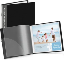 Dunwell 12x12 Binder with Sleeves - Folder Clear Sheet 12x12, Black 