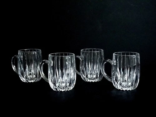 4 Mikasa Crystal Park Lane Coffee Tea Mugs
