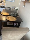 Beautiful Chestnut Dinning Room Table Set With Brown Suede Chairs — photo 7
