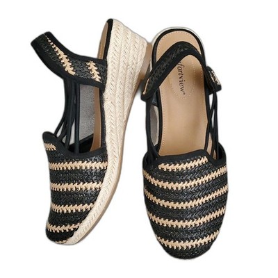   COMFORTVIEW Clea Woven Black Espadrille Sandals WOMENS SIZE: 9WW