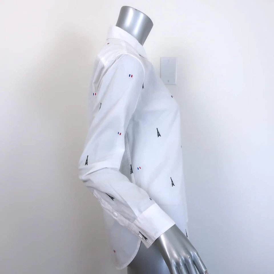 Camisa Equipment Leema Torre Eiffel Bordada Blanco Algodón Talla Pequeña Foto 3 de 4