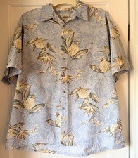 Campia Moda Hawaiian Shirt Men  s XL Light Blue with PINEAPPLES  Vintage