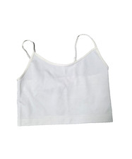 Wild Fable White Ribbed Tank Top Small Stretch Cropped Camisole Spaghetti Strap