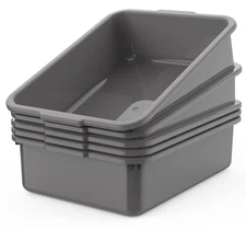 5-Pack Commercial Bus Box/Utility Tub PVC Storage Bin Dish Basin Food Tray, Gray