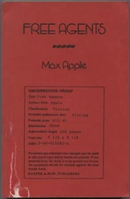 Max APPLE / Free Agents Uncorrected Proof 1st 1984