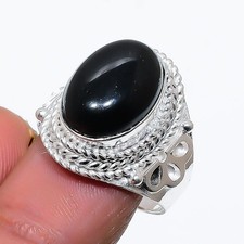 Black Onyx Gemstone 925 Sterling Silver Jewelry All Size Ring For Gift