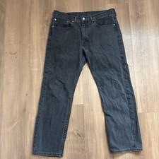 Levi's 505 Men Jeans 34X32 Black Denim Regular Fit Straight Leg