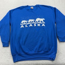 VTG 90s ONEITA Power-Sweats Alaska Polar Bears Crewneck Sweatshirt Men's XL Blue