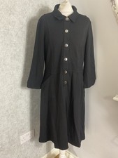 Sosandar Black Midi Shirt Dress UK 16 Silver Button Front Collared Smart Casual