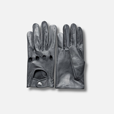 Bike Leather Vintage Black Leather Driving & Dress Gloves Men's Classic Snap