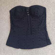 Energie Juniors Black Strapless Corset Top - Eyelet Fabric - Large - EUC