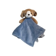 Carter's Baby Boy Blue Beige Puppy Lovey Cuddle Plush Dog Security Blanket NEW