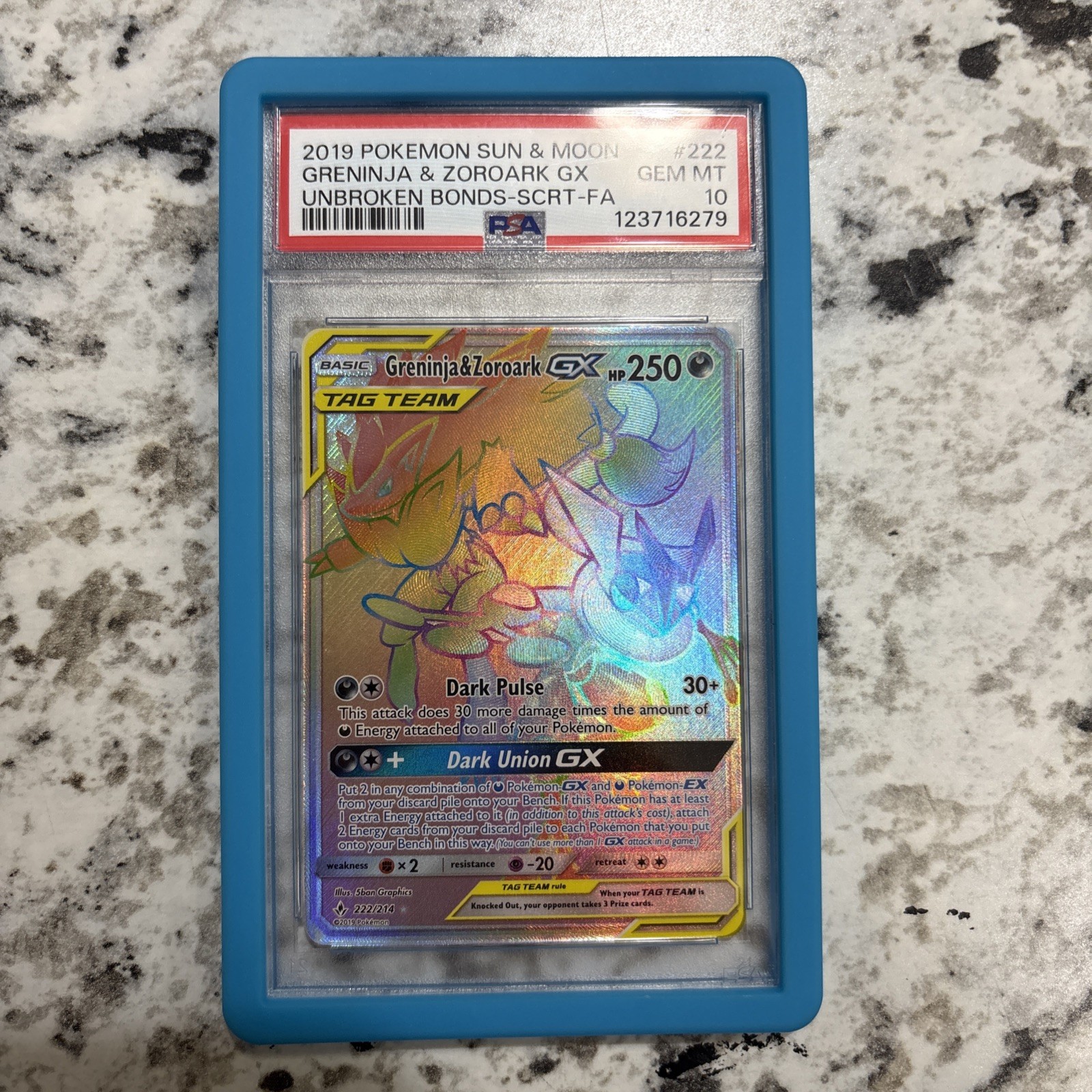 Pokemon Greninja & Zoroark Tag Team GX #222 Secret Rare PSA 10 Unbroken Bonds