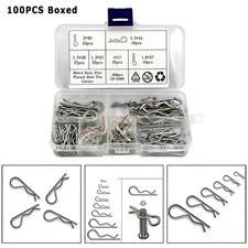 100PCS Boxed Carbon Steel Galvanized R Type Split Pins Industrial Repair Pins