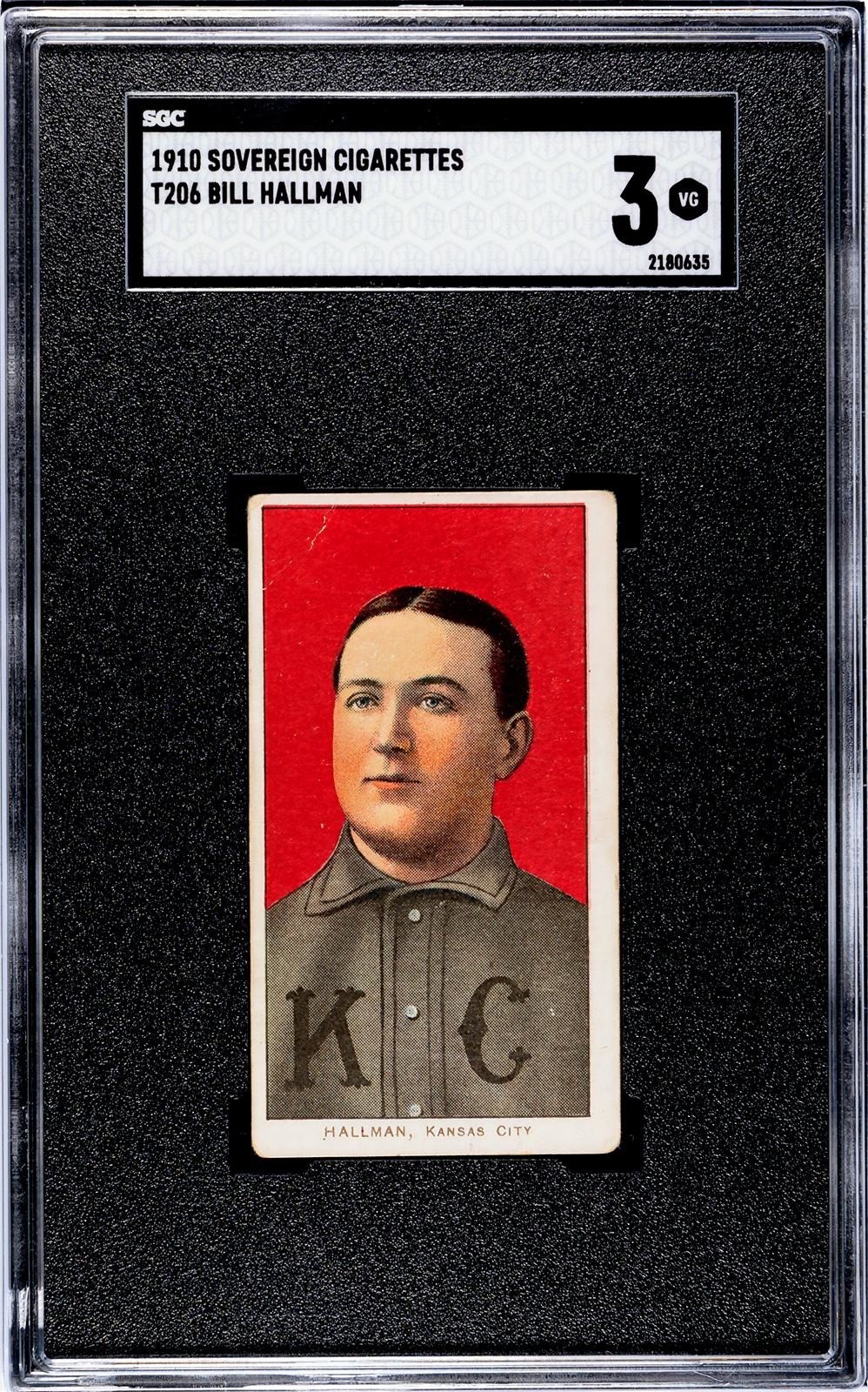 1910 T206 BILL HALLMAN KANSAS CITY BLUES SOVEREIGN 350 CIGARETTES SGC 3
