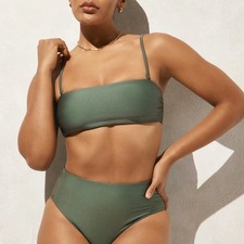 J.Crew Bandeau Bikini Top in Classic Sculpt Sage Green - Size M - BNWT