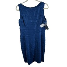 Adrianna Papell Occasions NWT Navy Blue Tiered Sheath Wedding Guest Dress 12