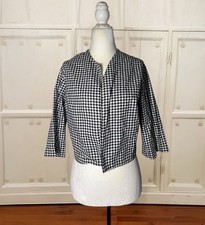 True Vtg 1950's Houndstooth Bolero Coat Cropped Cardigan 50s Jacket Topper 40  L