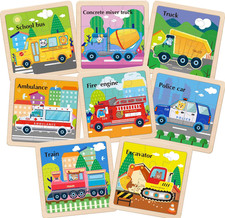 Wooden Puzzles for Toddlers 2-4, 9 Pieces Vehicle Jigsaw Puzzles for Kids Ages 3