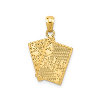 14k Gelbgold Massiv Poker Spielkarte Anhänger Charm für Männer 22,5mm