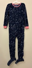 Carter's Kid Girl 1-Piece Unicorn Shooting Stars Fleece Footie Zip-Up PJs Navy 7