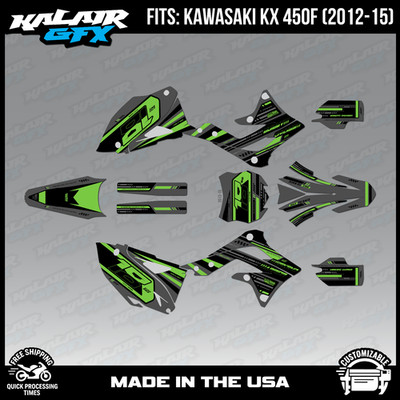 Graphics Kit for Kawasaki KX450F (2012-2015) KX 450F Warrior Series -Green-Shift