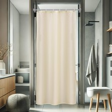 36 x 72 Inch Stall Half Size Shower Curtain, Fabric Solid Color Bathroom Curt...