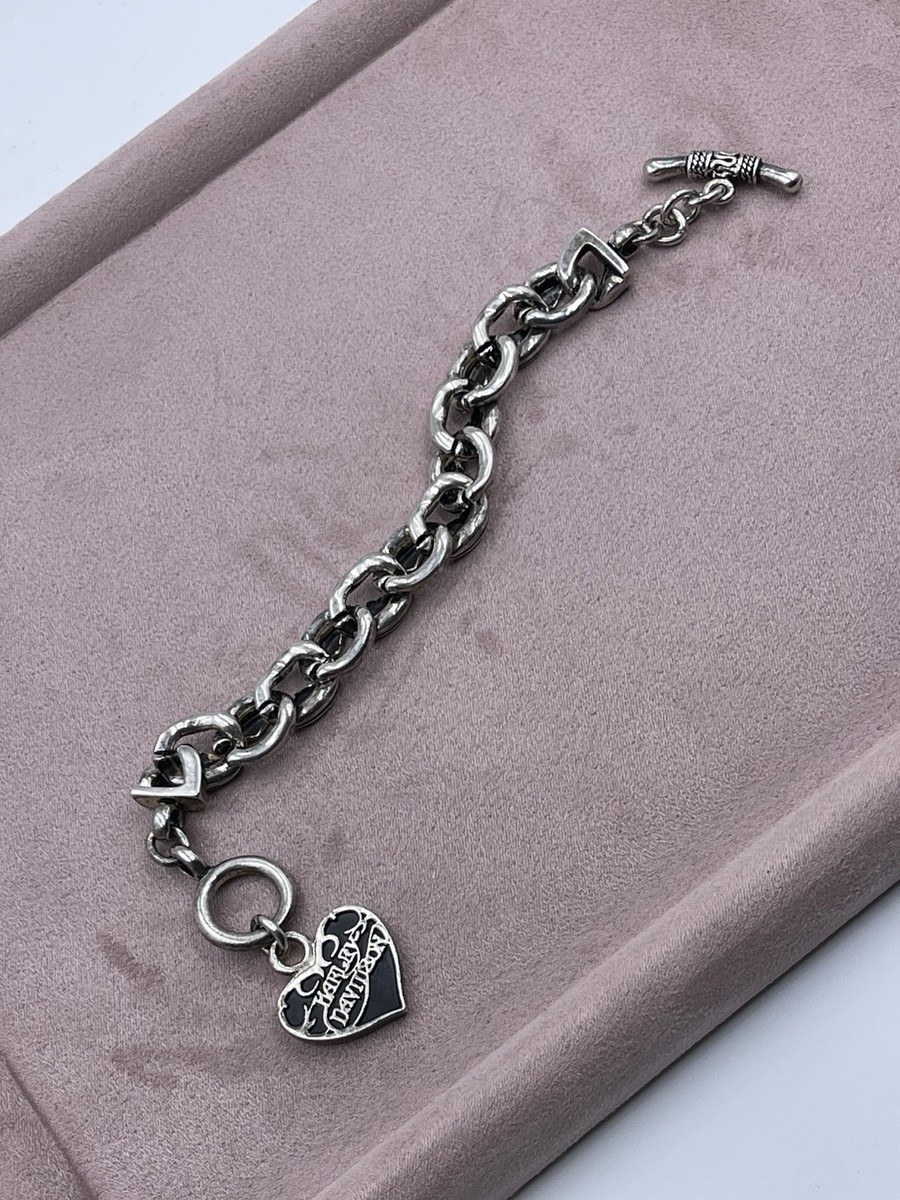 Sterling Silver Harley Davidson Bracelet With Heart Detail 7.5” | eBay