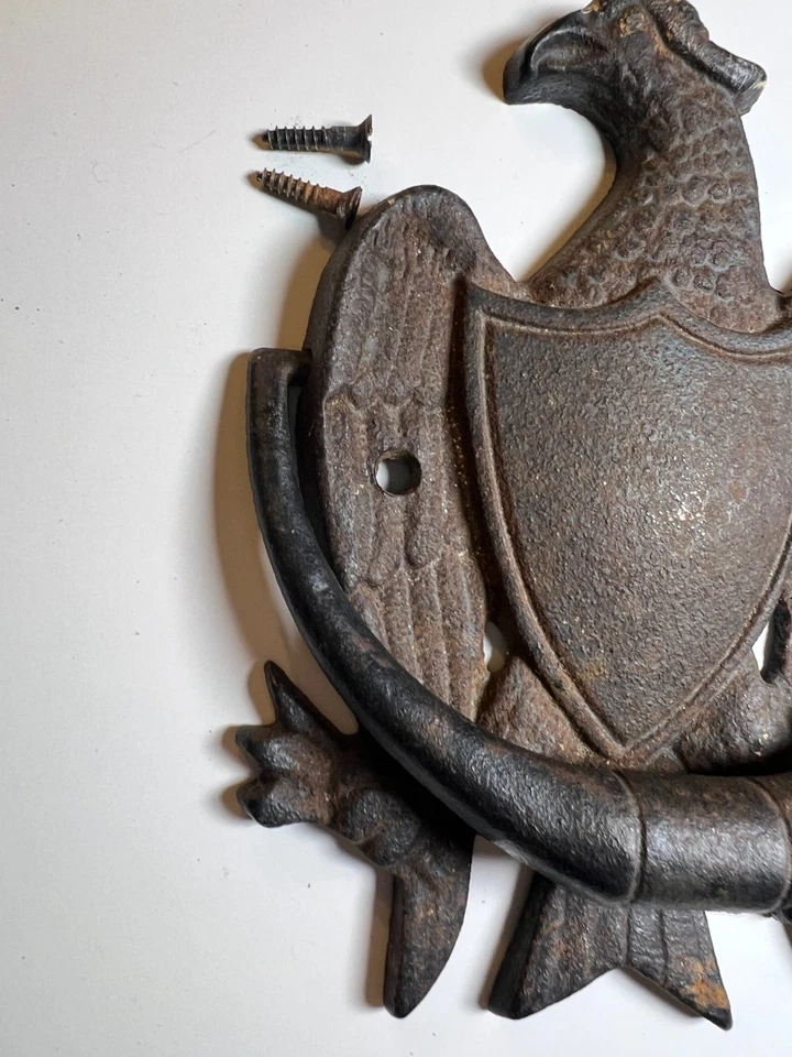 Antiguo Llamador Puerta Águila Estilo Federal Hierro Fundido Colonial Renacimiento Acero Foto 4 de 4