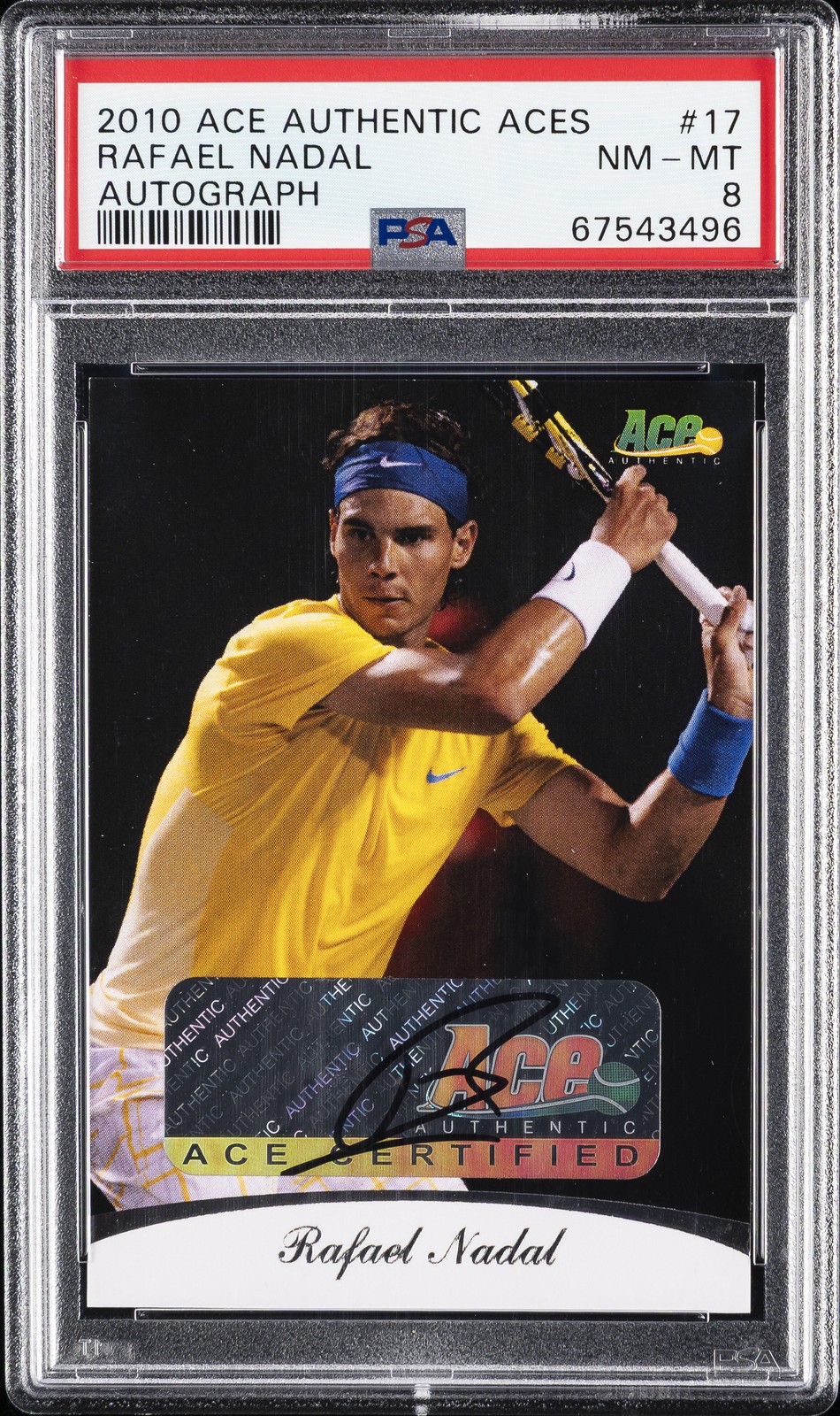 2010 ACE AUTH ACES AUTO #17 RAFAEL NADAL 12/85 PSA 8 view 1