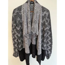 Vtg Lucky Brand Y2K Women Sweater L Asymmetric Shawl Drape Collar Cotton 