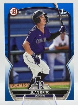 2023 Bowman Juan Brito Prospects Blue #/150 Colorado Rockies #BP-77 1st Rookie
