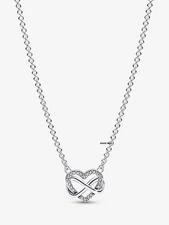 New Pandora Sparkling Infinity Heart Collier Necklace Sterling silver 392666C01