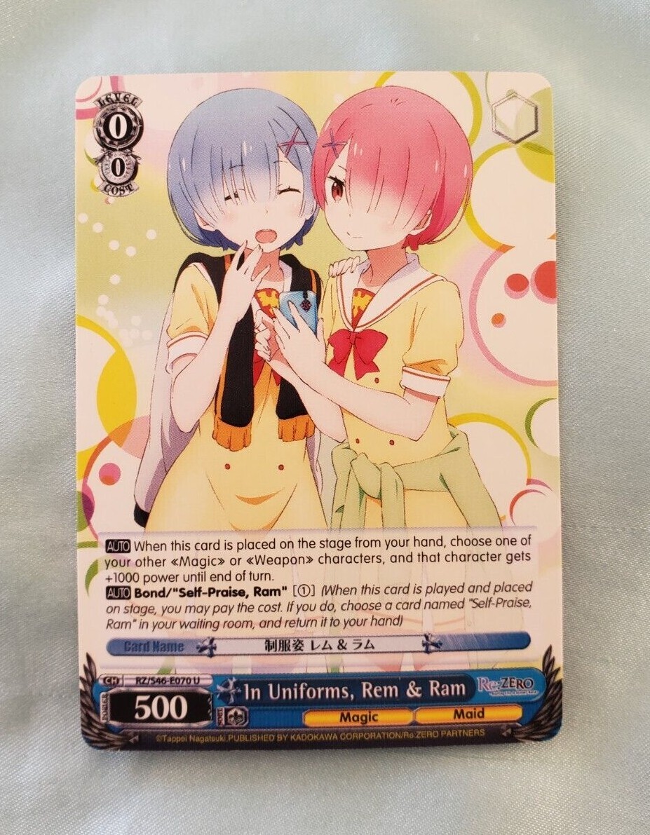 WeiB (Weiss) Schwarz Card Re:Zero Rem and Ram In Uniforms U | eBay