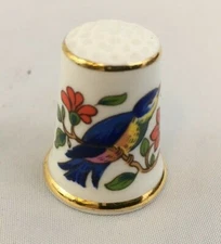 Vintage AYNSLEY England China Bird Flower Floral Sewing Thimble