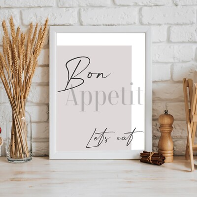 Bon Appetit Küchendrucke Kochen Zitat Schlafzimmer Esszimmer Wandkunst A3 A4 Poster Essen