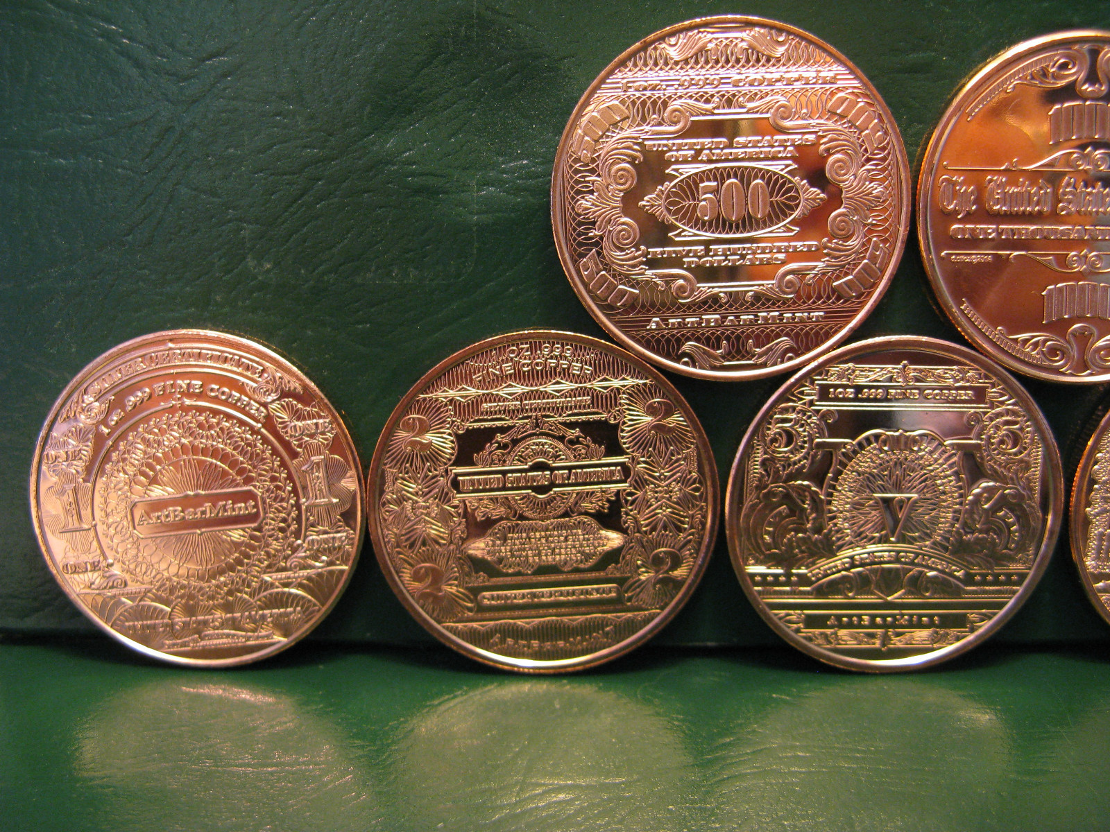 "Banknote Series" 7 Copper Round Set 1 oz .999 Copper Rounds eBay