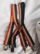 Oklahoma Rainbow Suspenders Mork  Mindy Pride Adjustable Straps Made in USA VTG