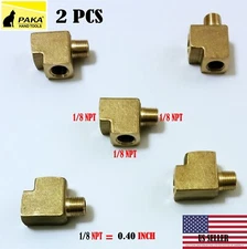 Solid Brass Street Pipe Tee 1/8" NPT Male X 1/8" NPT Two Female air fuel (2 PCS)